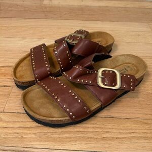 NAOT Women's, Carolina Sandal brown studs size 38‎ slip on